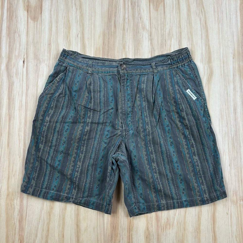 Vintage Campus Shorts Mens 34 Geometric‎ Abstract Multicolor 90s Stretch